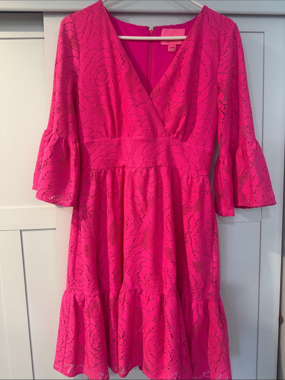 Lilly Pulitzer Bright Hot Pink Lace Fit-and-Flare Dress